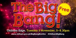 Poster for Big Bang Bonfire on 5th November at Oldham Edge 